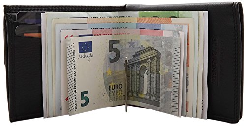 myledershop Brieftaschen Vacchetta nappa dollarclip portafoglio nero con fermasoldi