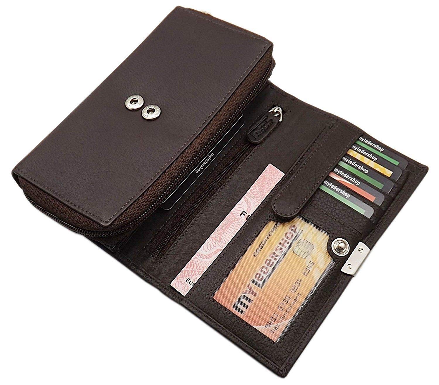 myledershop Damen Geldbörsen Grande portafoglio di pelle per donna portafoglio 5 colori