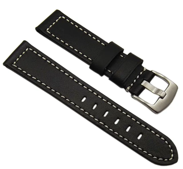 myledershop Uhrenarmbänder cinturino per orologio 20 mm nero in pelle di vitello
