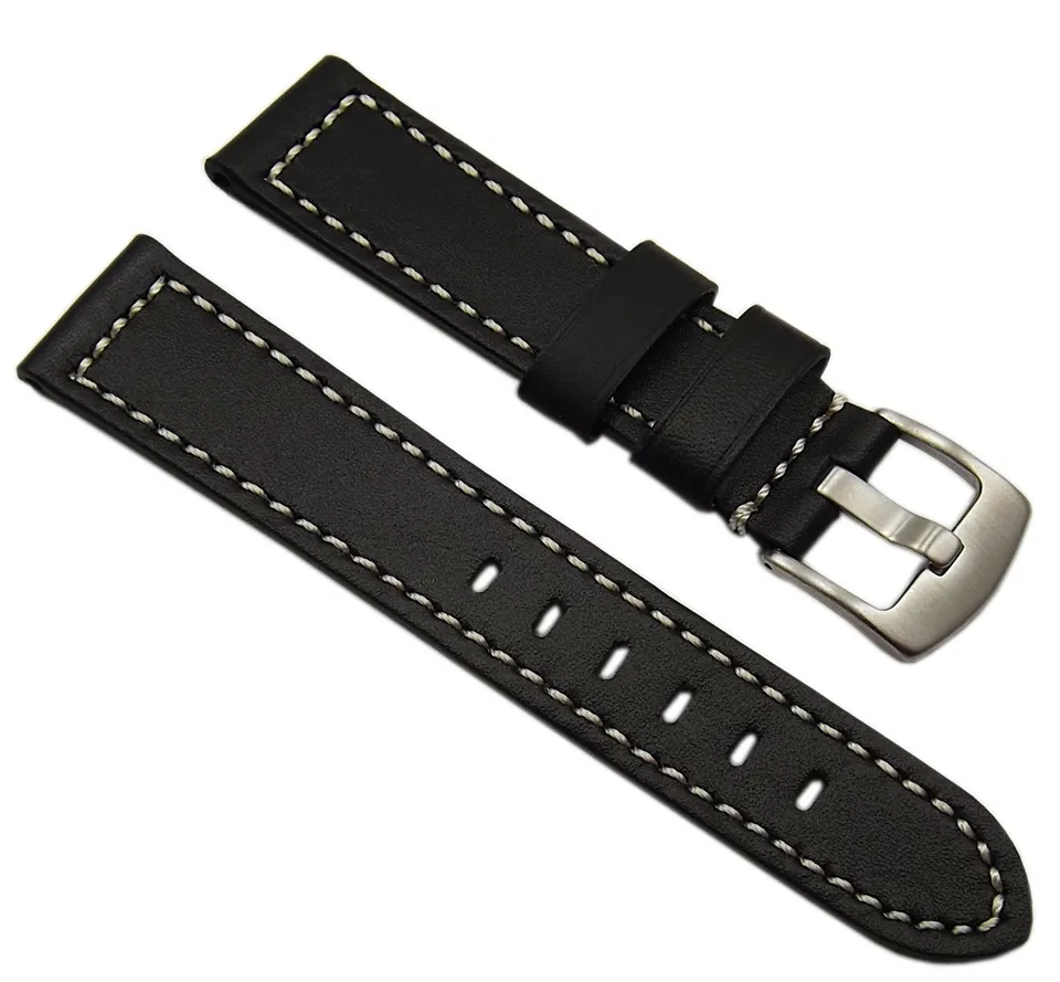 myledershop Uhrenarmbänder cinturino per orologio 20 mm nero in pelle di vitello