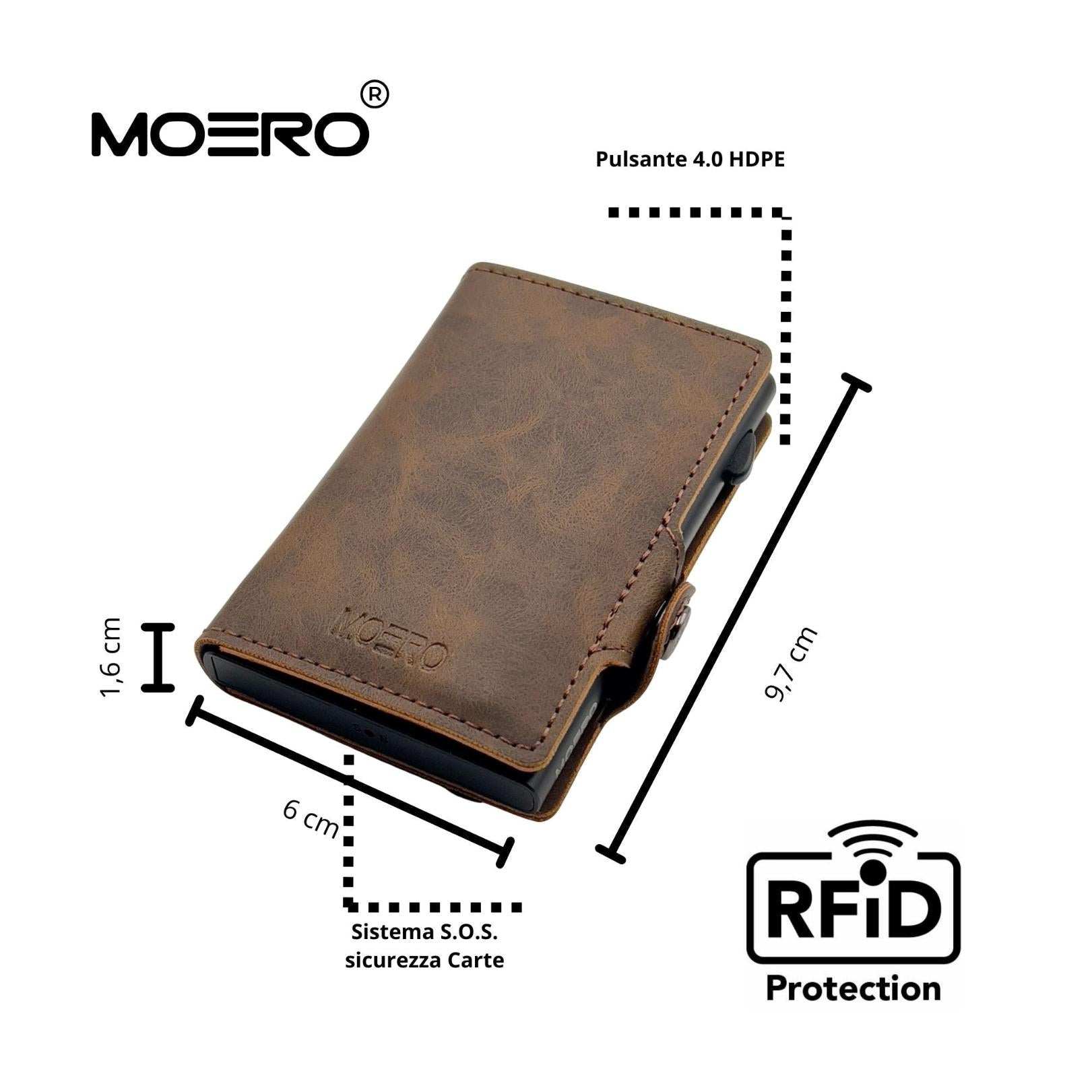 Moero Linea Classic Classic Vintage portafoglio marrone RFID