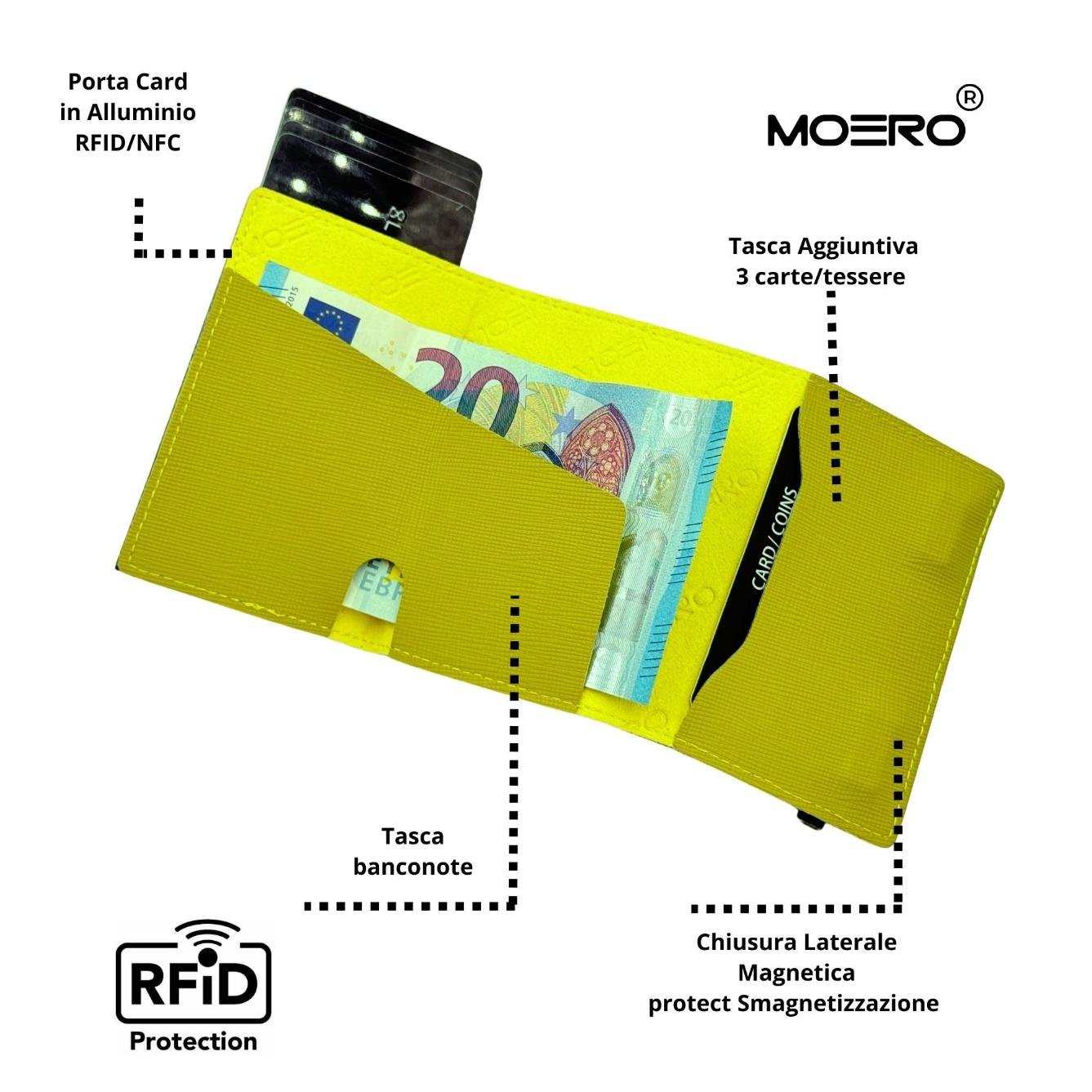 Moero Linea PRO PRO Saffiano portafoglio Lime 4.0 senza portamonete