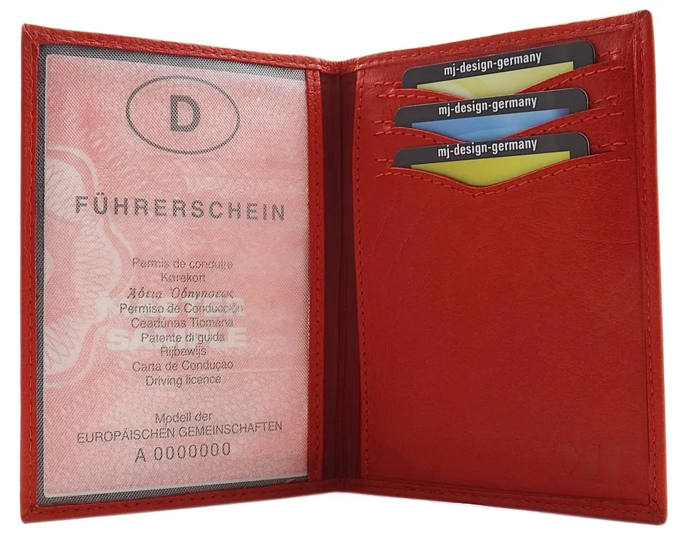 myledershop Karten- und Ausweisetuis porta carte d'identità rosso
