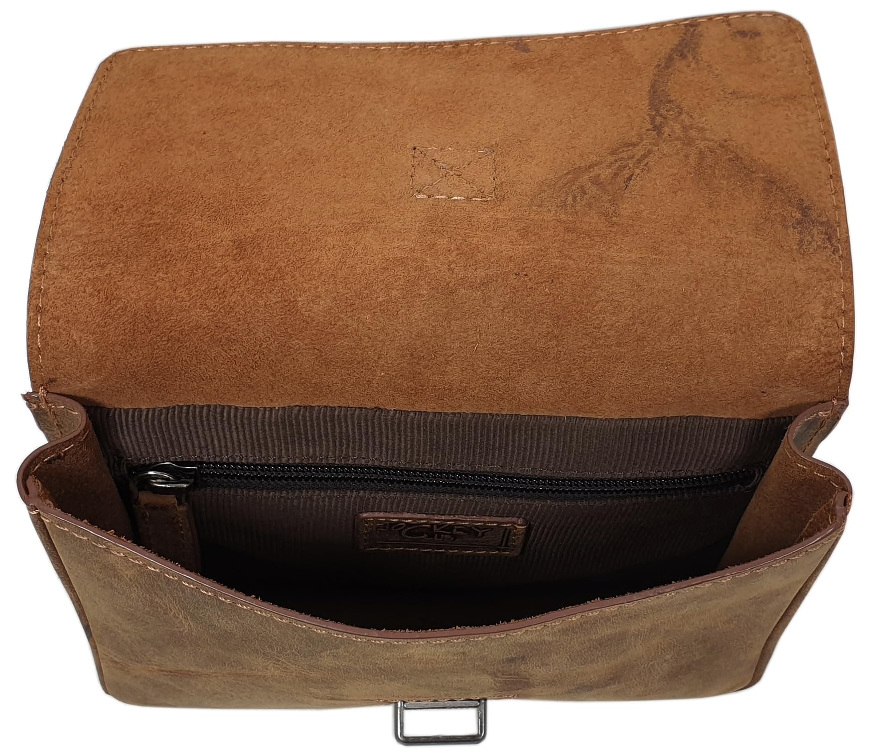 myledershop Gürtel-/Taschen borsetta orizzontale in pelle di bufalo marrone