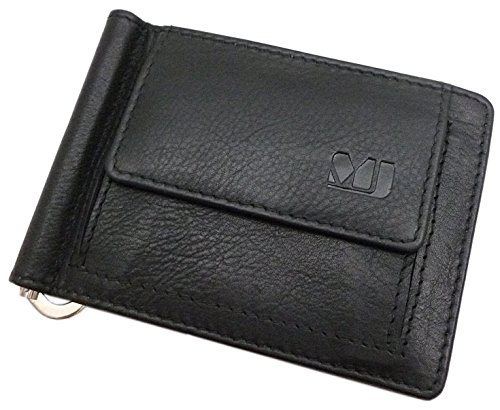 myledershop Brieftaschen Dollarclip portafoglio con clip nero in pelle di vitello