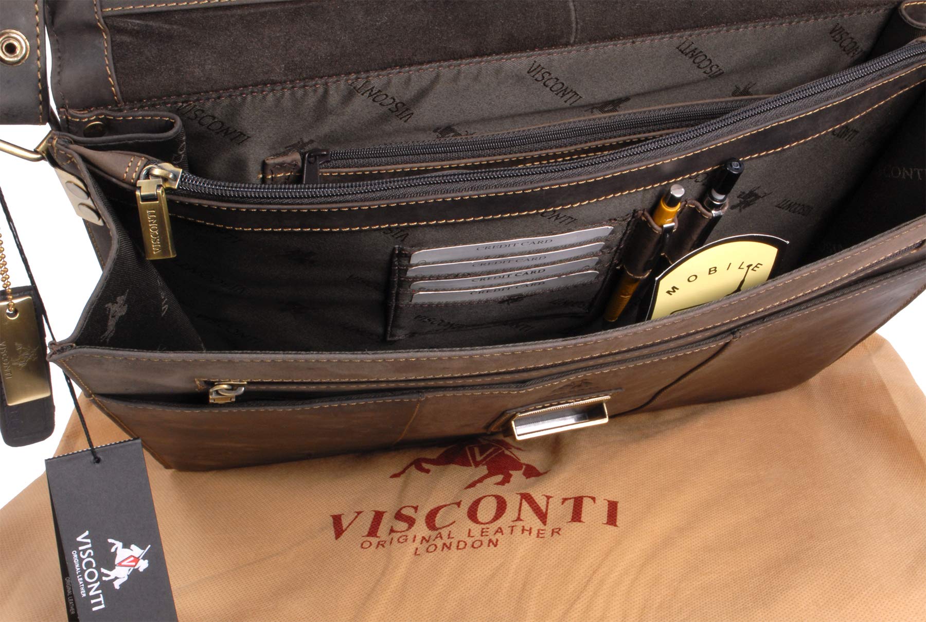 Visconti Hunters Bags 16038 Apollo borsa a tracolla in pelle marrone olio