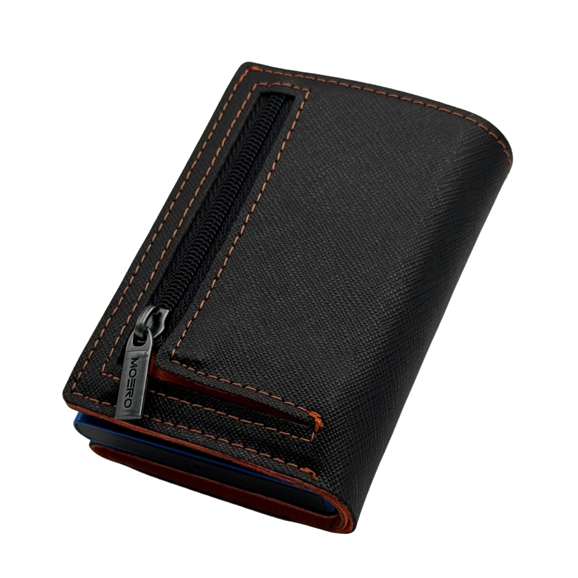Moero Linea PRO PRO PLUS Zip Saffiano portafoglio Nero e Arancione