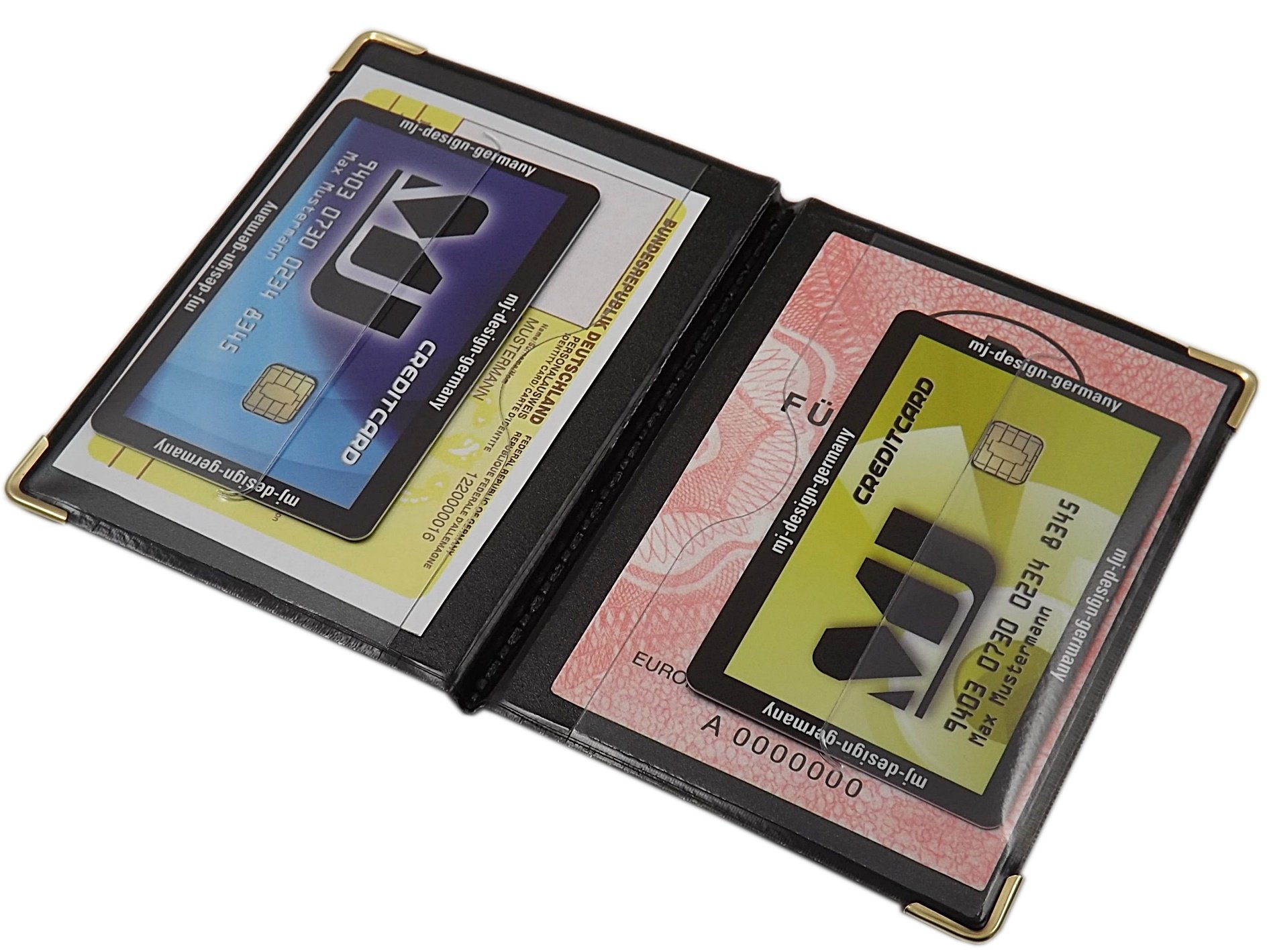 myledershop Karten- und Ausweisetuis porta documenti Design 2 Nero 4 scomparti
