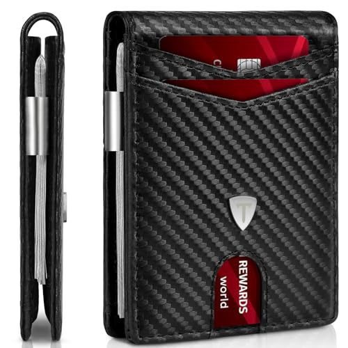 TENBST Card Holder Portafoglio Slim portacarte nero in carbonio RFID