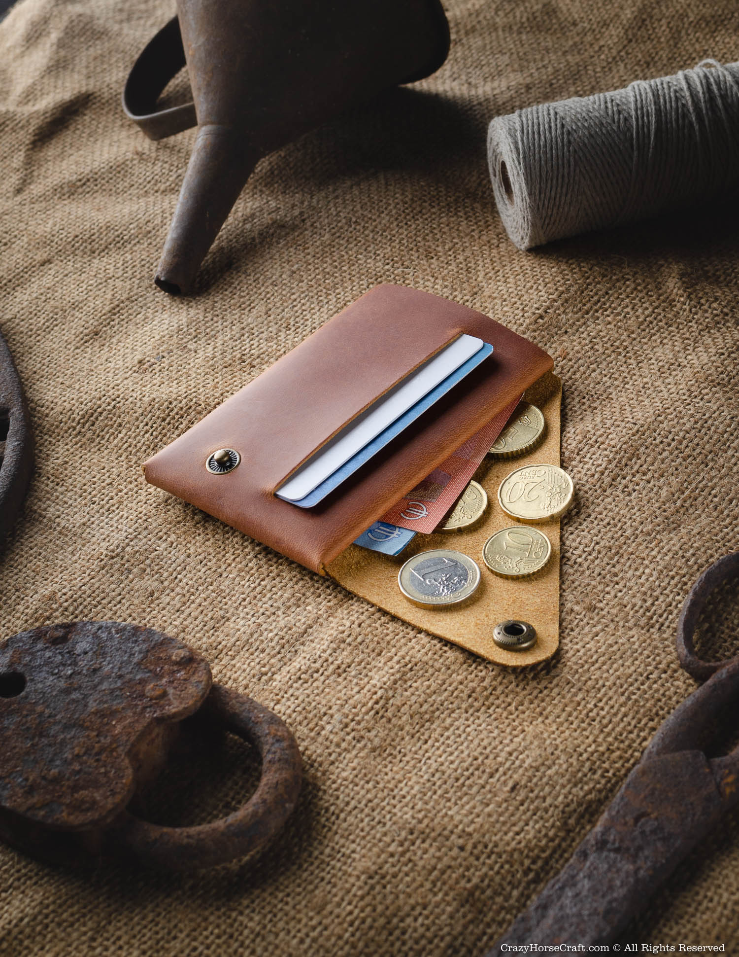 Crazy Horse Craft Minimalist Series portafoglio portacarte marrone classico