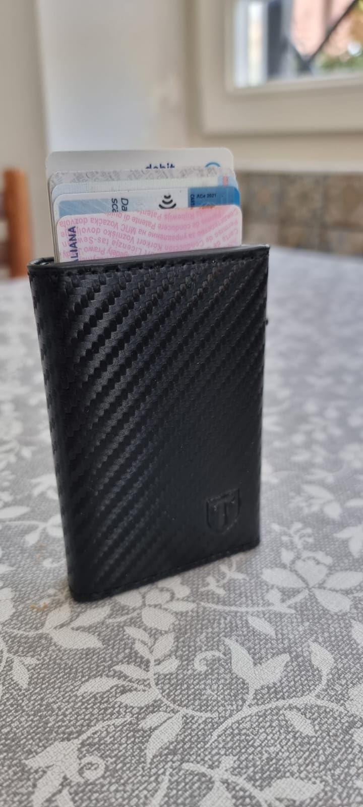TENBST Card Holder portafoglio uomo Nero RFID con portamonete