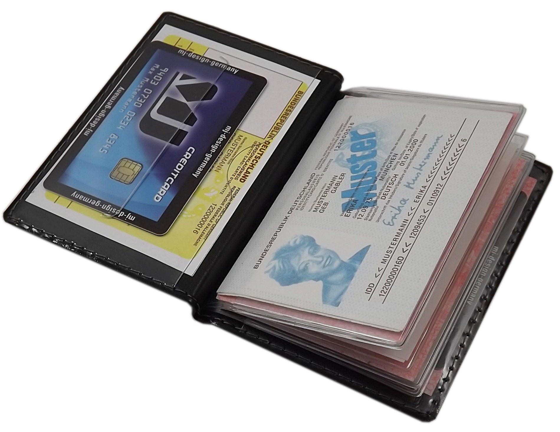 myledershop Karten- und Ausweisetuis portadocumenti Design 1 nero 12 scomparti
