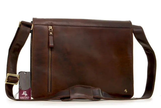 Visconti Hunters Bags ML23 Carter borsa messenger marrone in pelle