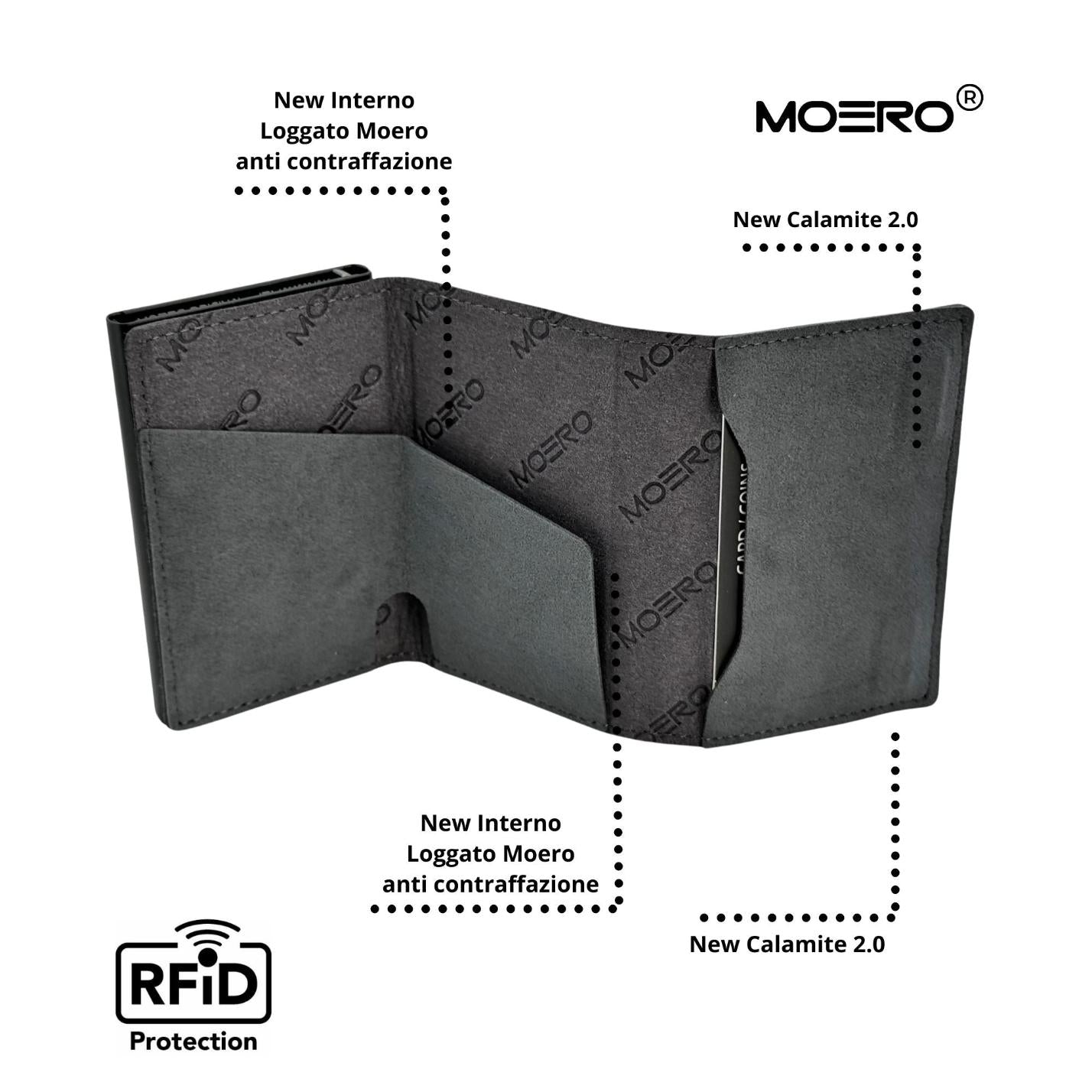Moero Linea PRO PRO Zip SUPERIOR portafoglio grigio RFID