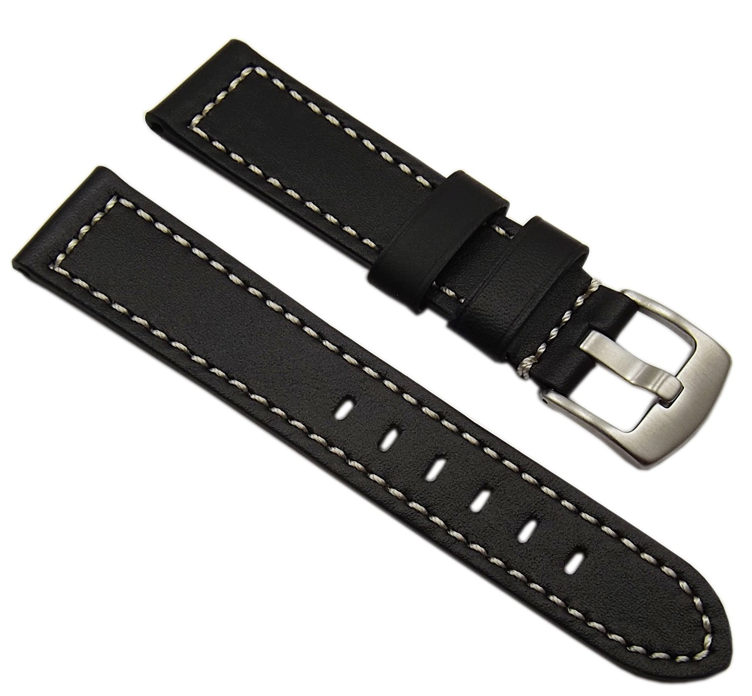 myledershop Uhrenarmbänder cinturino per orologio 20 mm nero in pelle di vitello