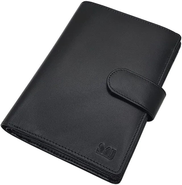 myledershop Herren Geldbörsen portafoglio nero in pelle di vitello RFID NFC