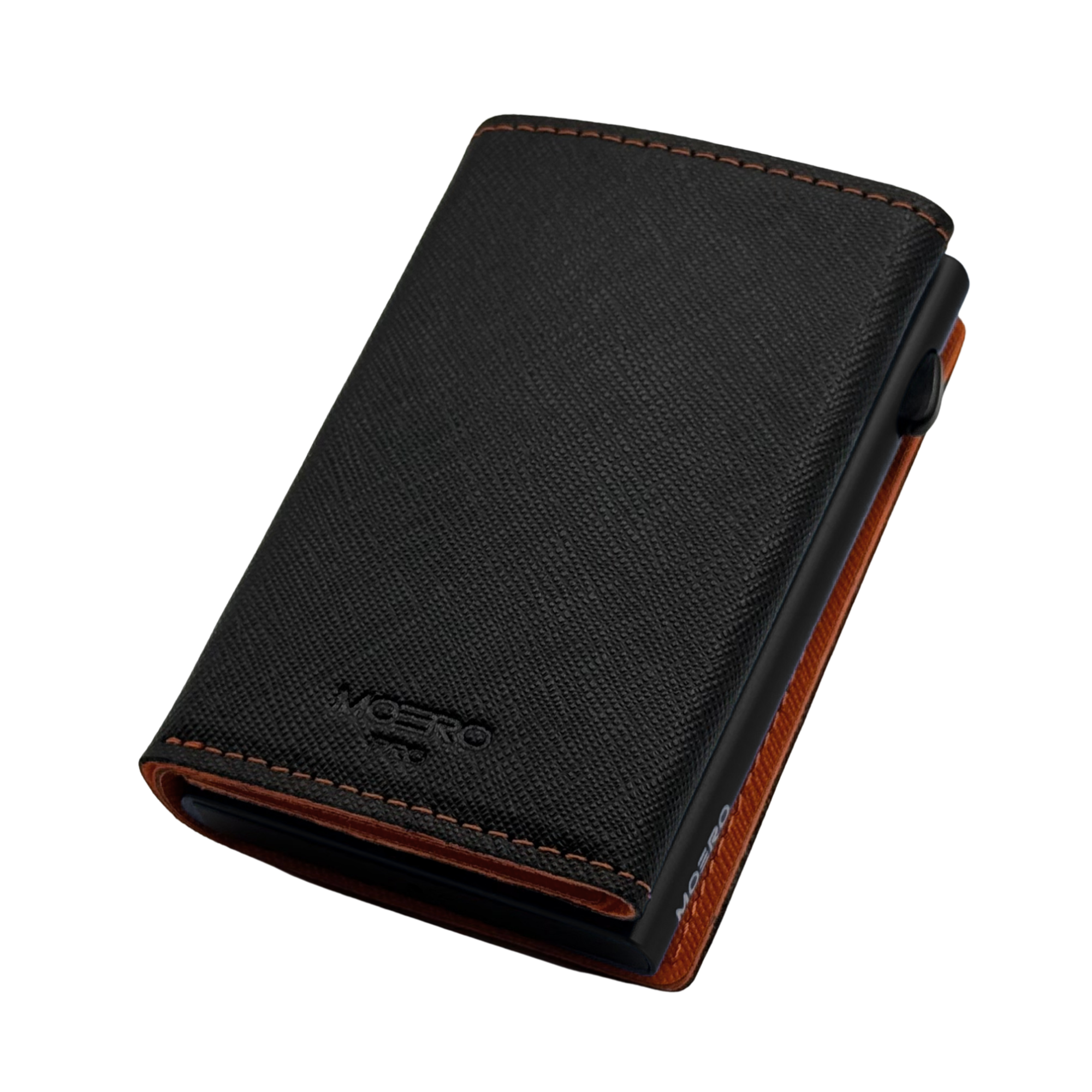 Moero Linea PRO PRO PLUS Zip Saffiano portafoglio Nero e Arancione