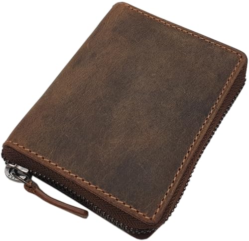 myledershop Herren Geldbörsen portafoglio in pelle di bufalo cognac RFID
