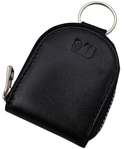 myledershop Schlüsseltaschen portachiavi con portamonete nero in pelle bovina