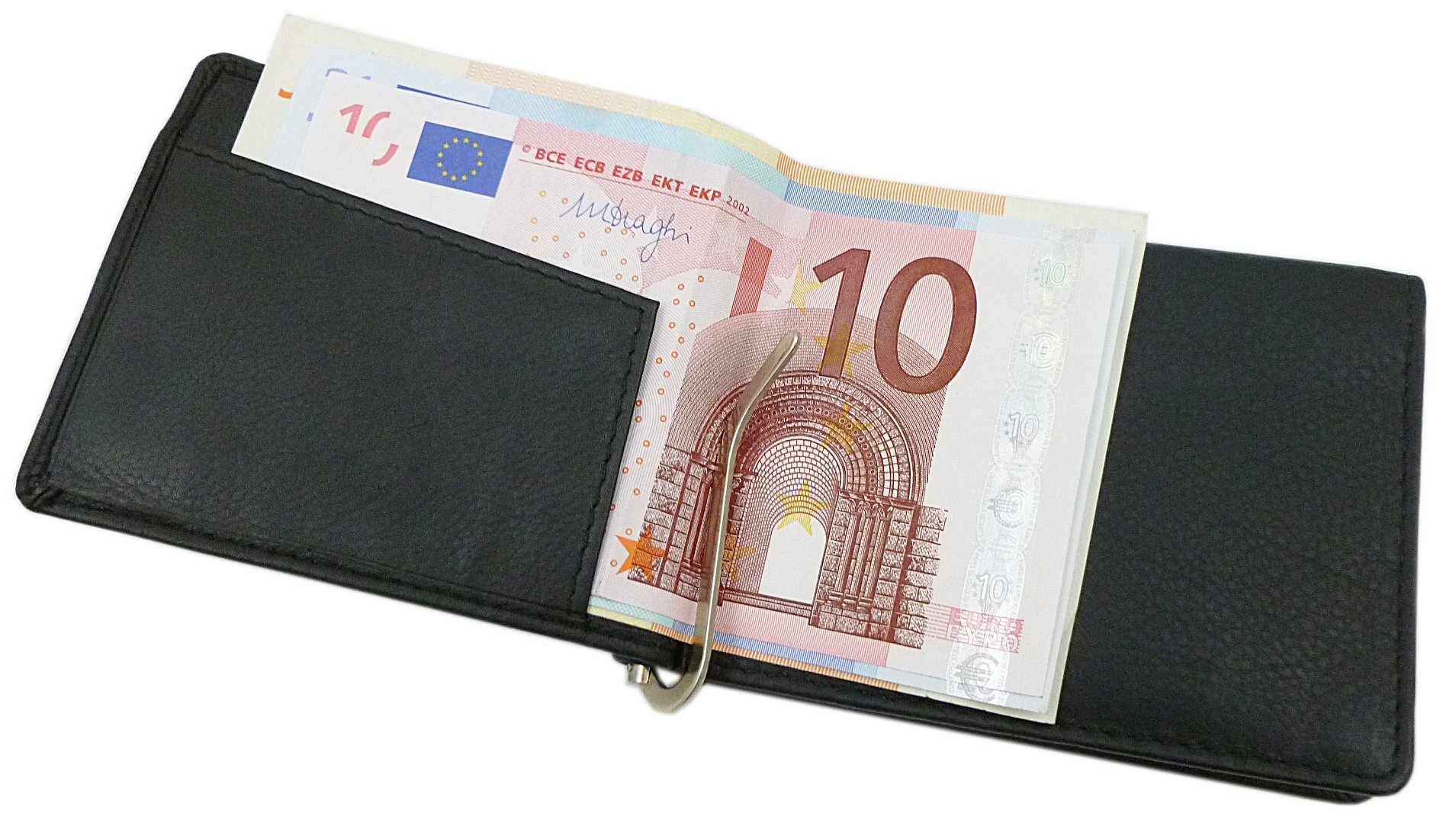 myledershop Brieftaschen Dollarclip portafoglio con clip nero in pelle di vitello