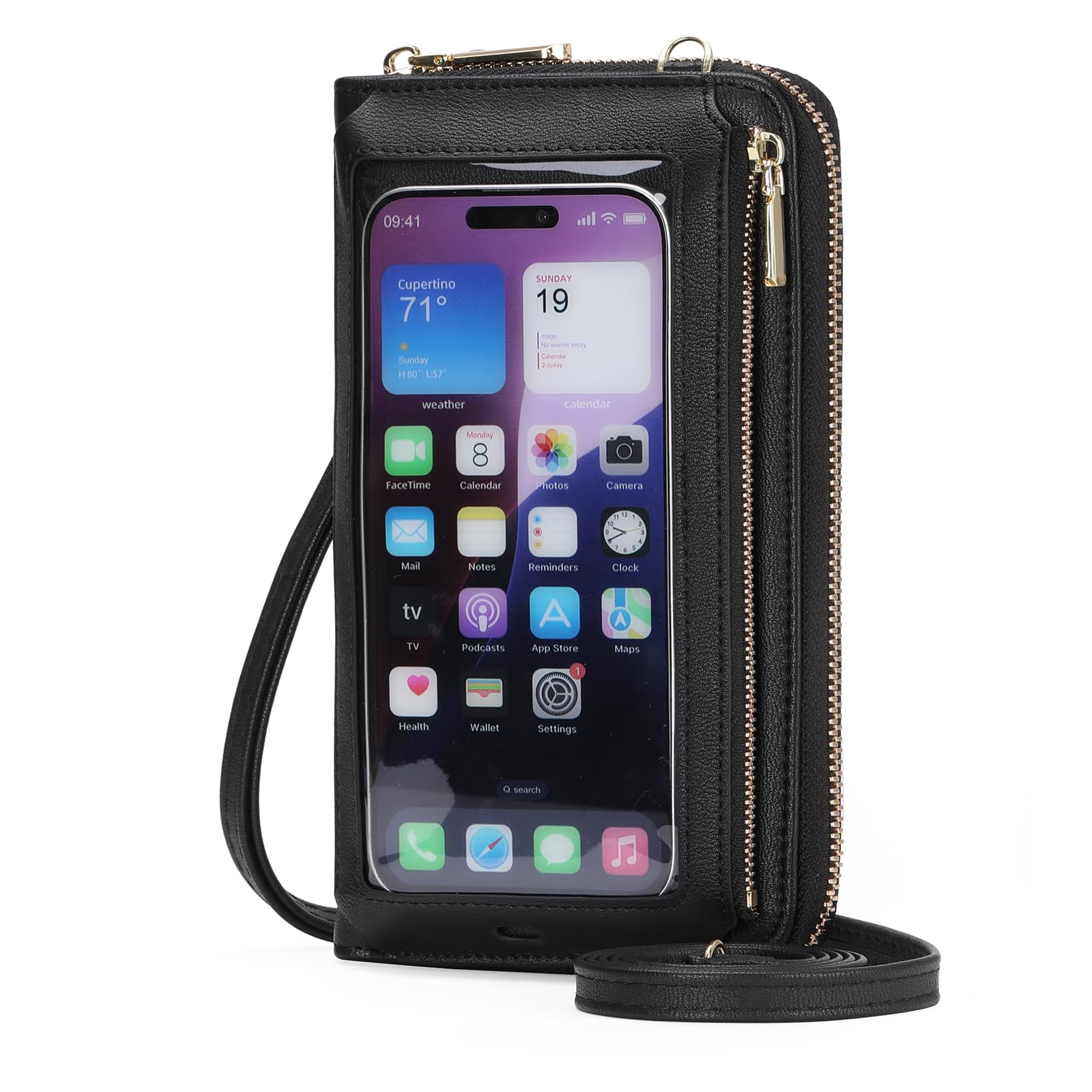 GOIACII CROSSBODY borsa a tracolla per telefono A01 nero touchscreen
