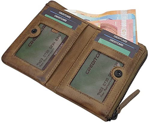 myledershop Herren Geldbörsen portafoglio oliva RFID NFC