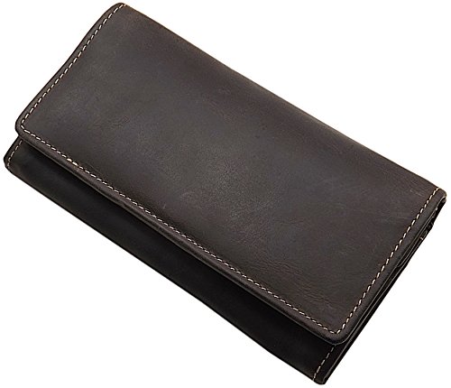 myledershop Damen Geldbörsen portafoglio grande marrone RFID