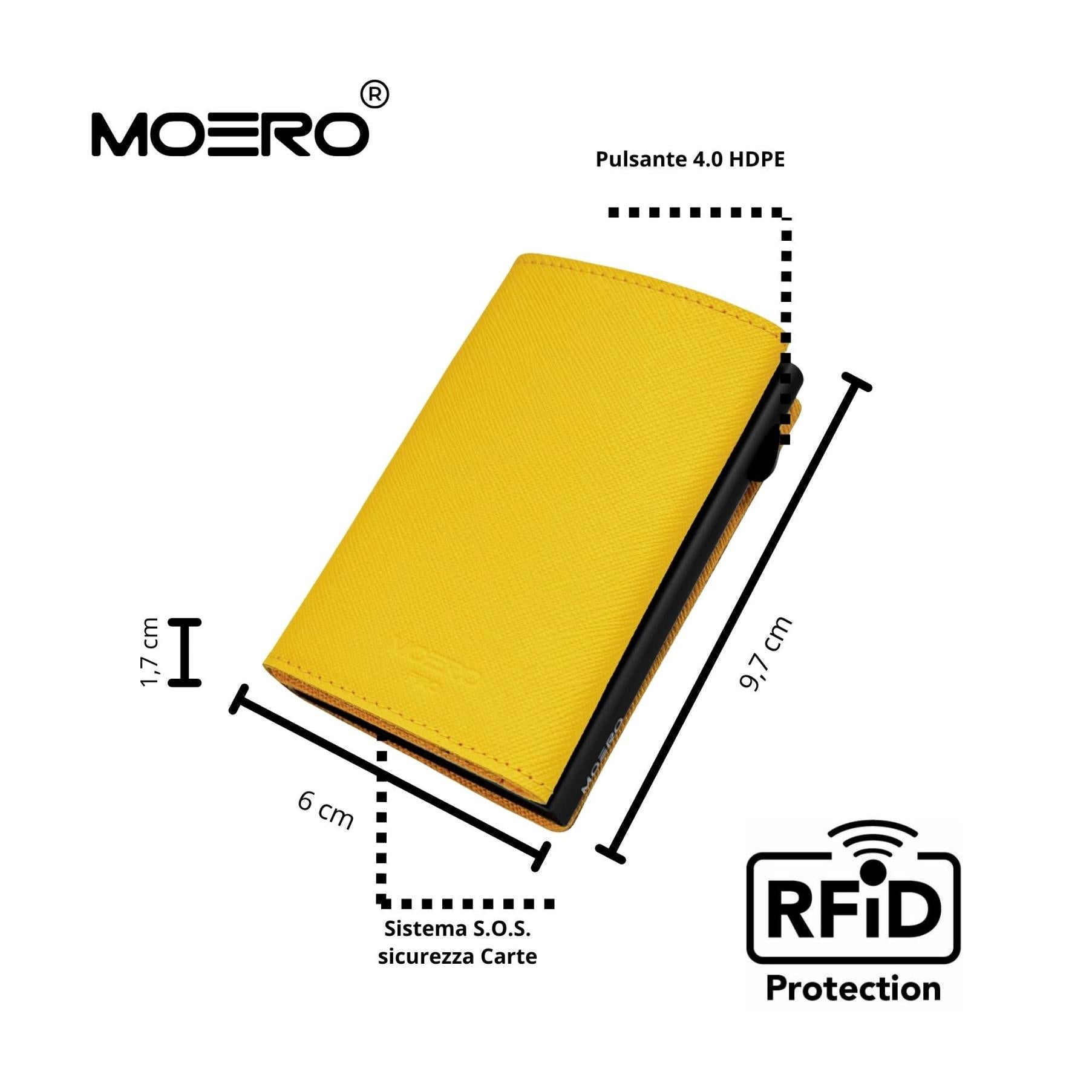 Moero Linea PRO Saffiano portafoglio giallo in vera pelle RFID