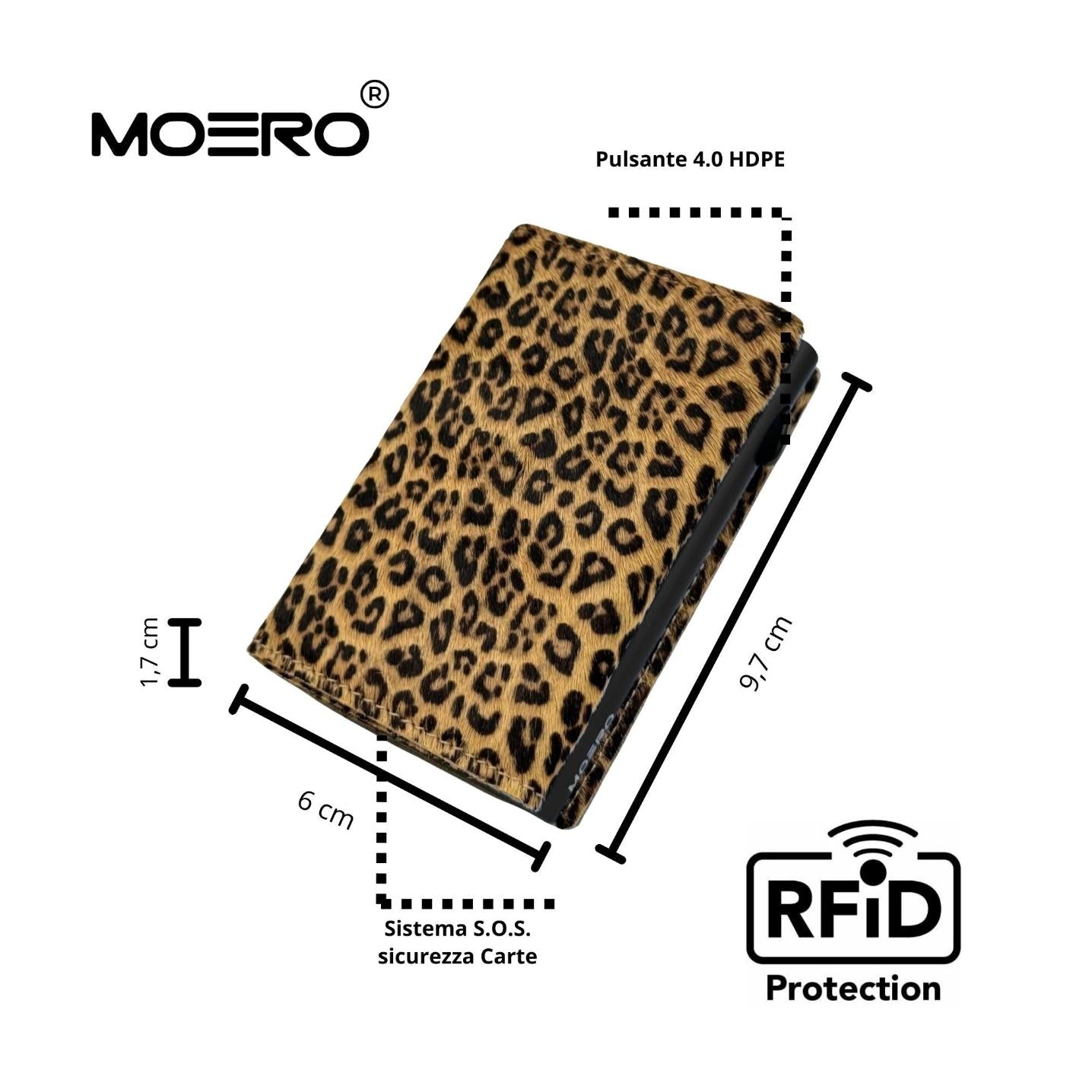 Moero Linea PRO PRO portafoglio leopardato 9 carte RFID