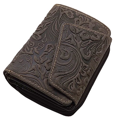 myledershop Damen Geldbörsen portafoglio donna vacchetta marrone RFID NFC