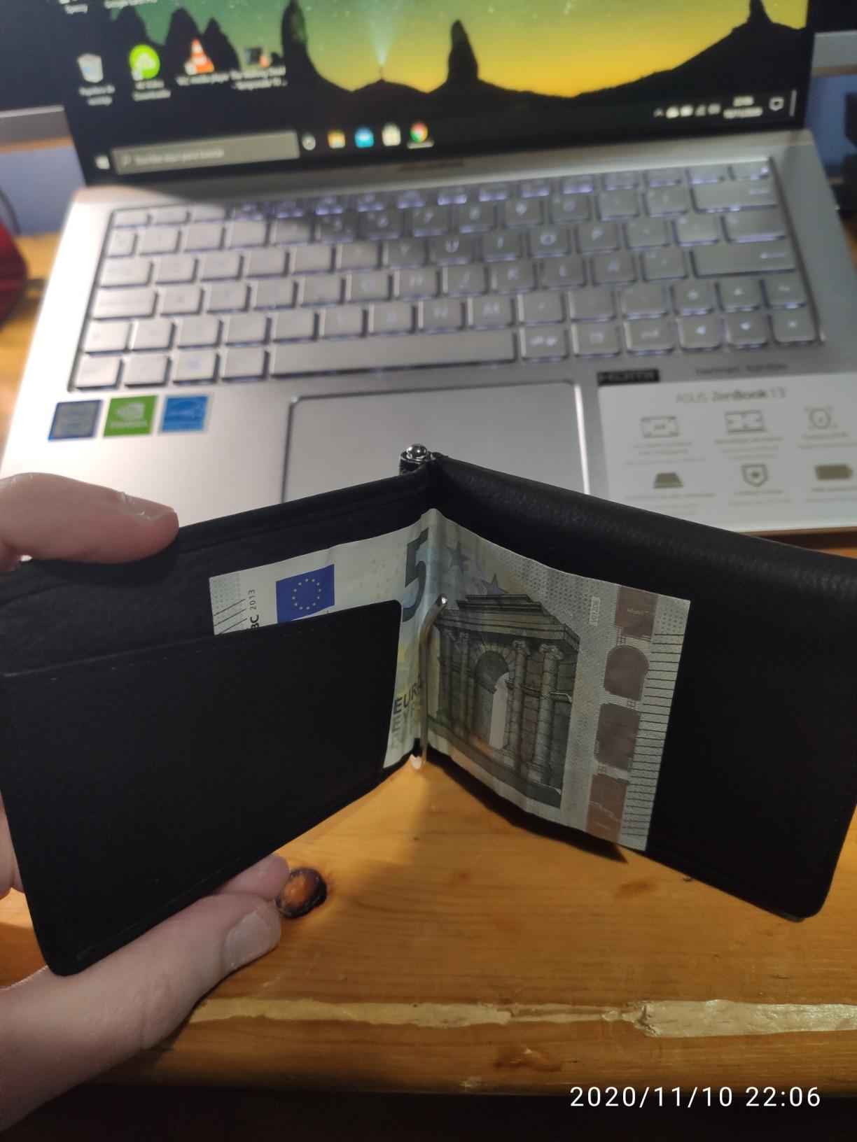 myledershop Brieftaschen Dollarclip portafoglio con clip nero in pelle di vitello