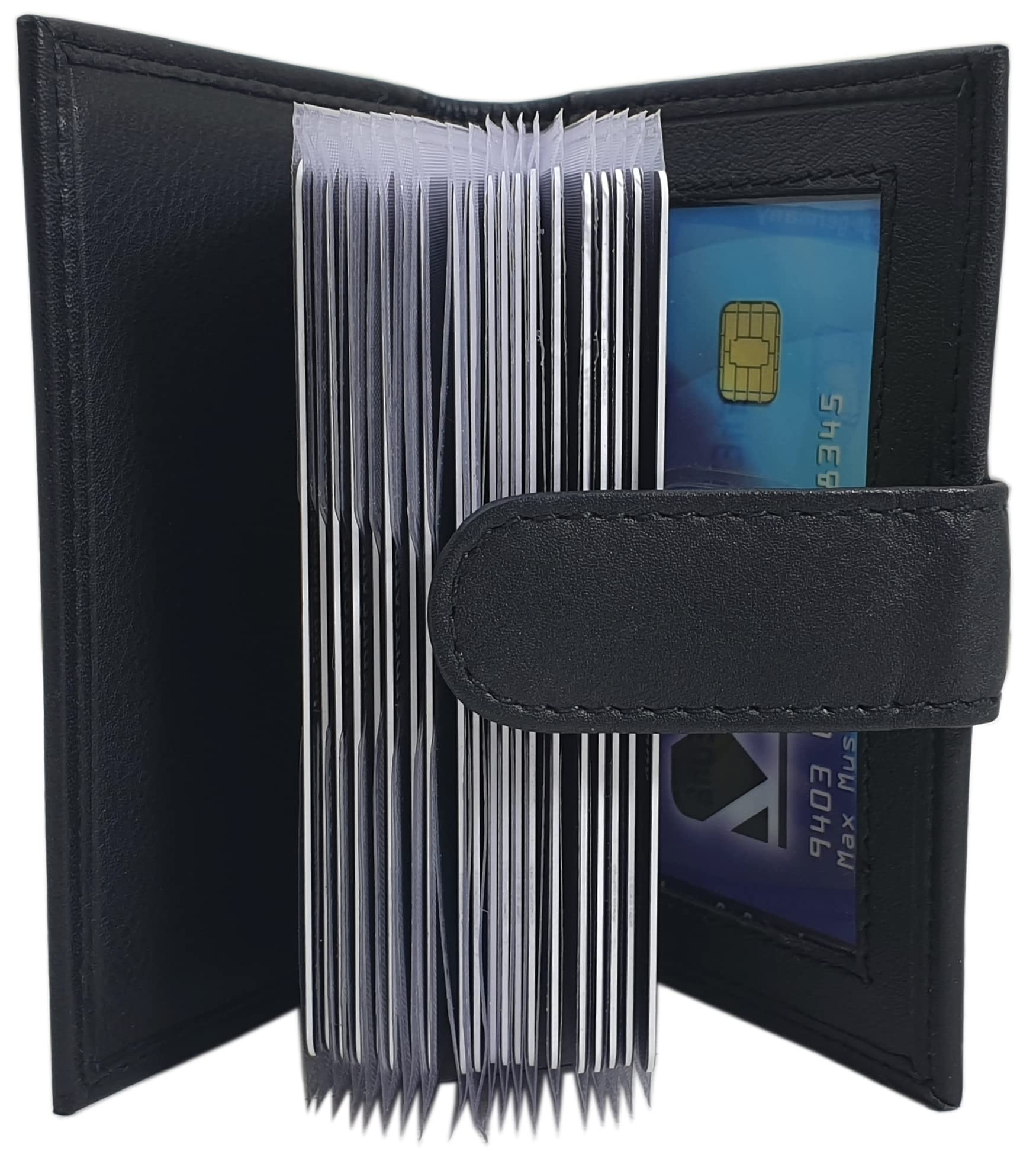 myledershop Kredit- und Visitenkartenetuis porta carte Nero 22 scomparti pelle