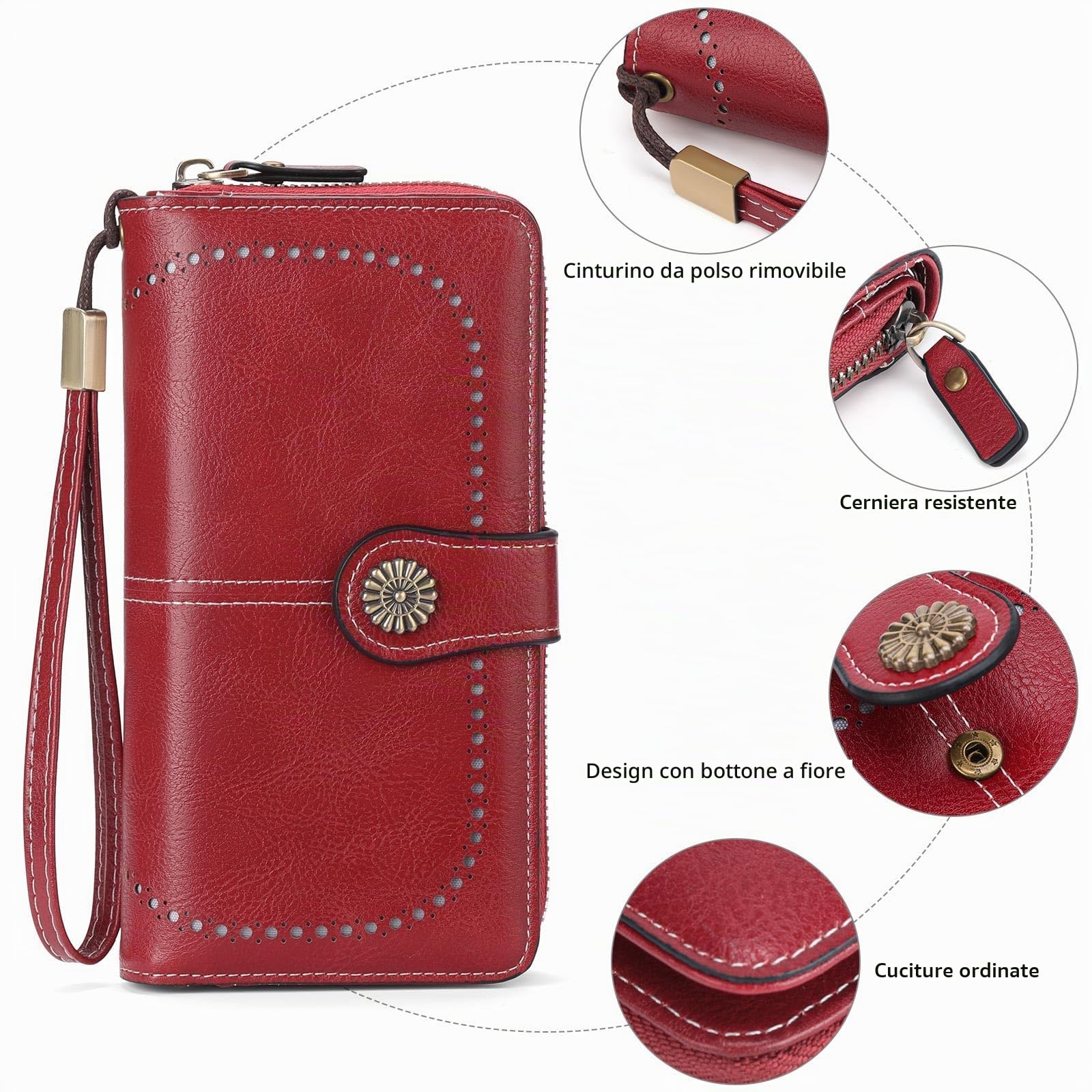 GOIACII WOMEN'S LARGE WALLET portafoglio donna A03-rosso RFID