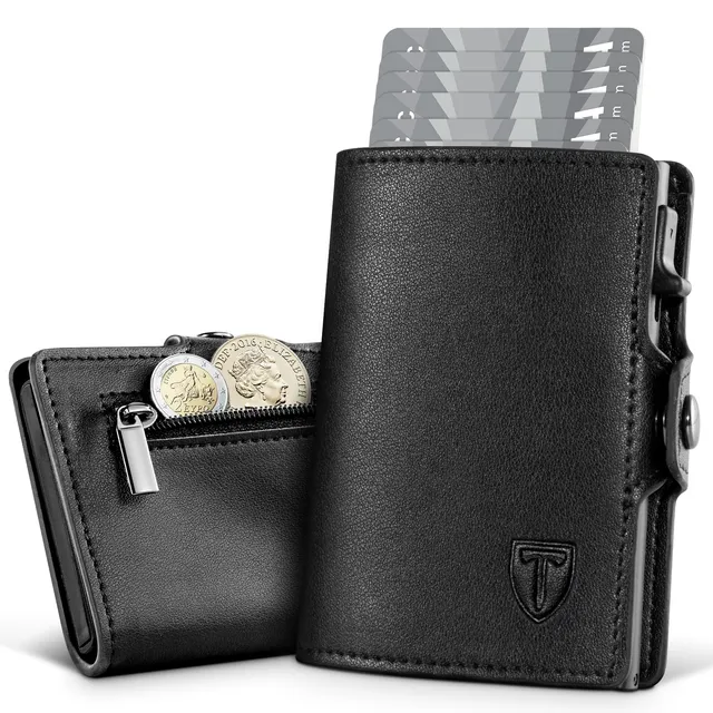 TENBST Card Holder portafoglio slim nero con protezione RFID