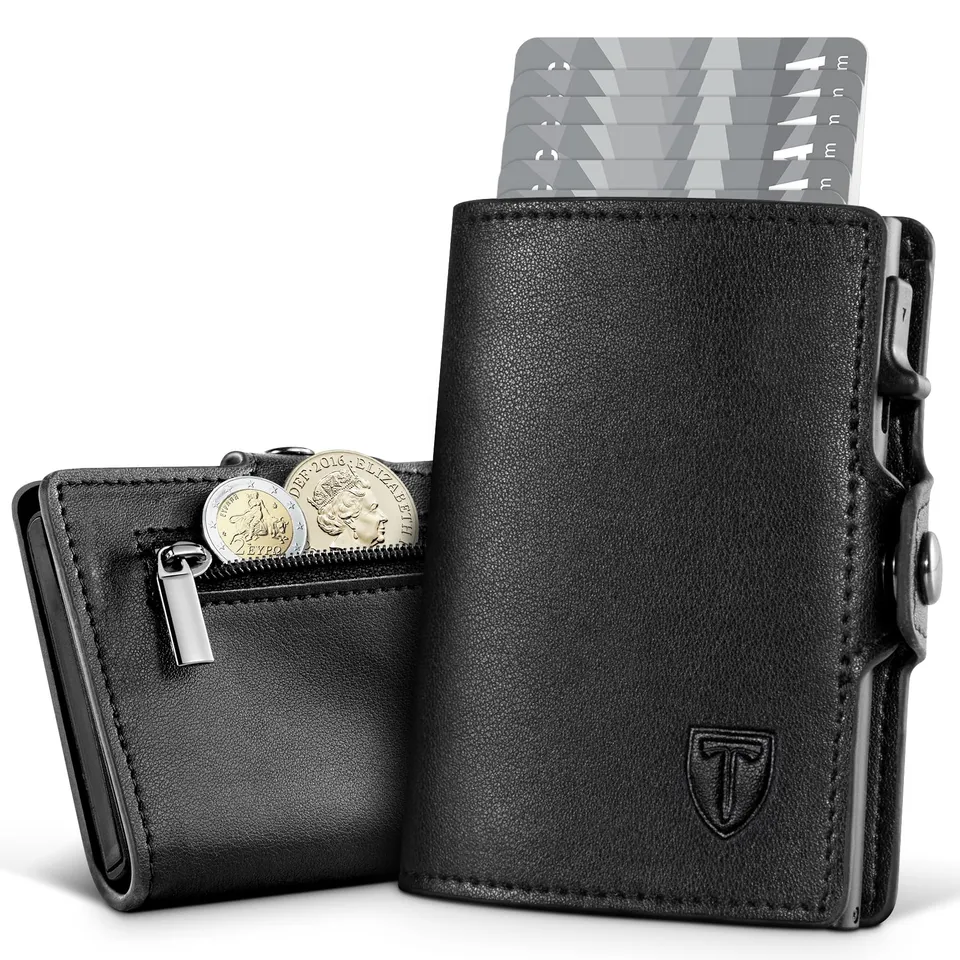 TENBST Card Holder portafoglio slim nero con protezione RFID