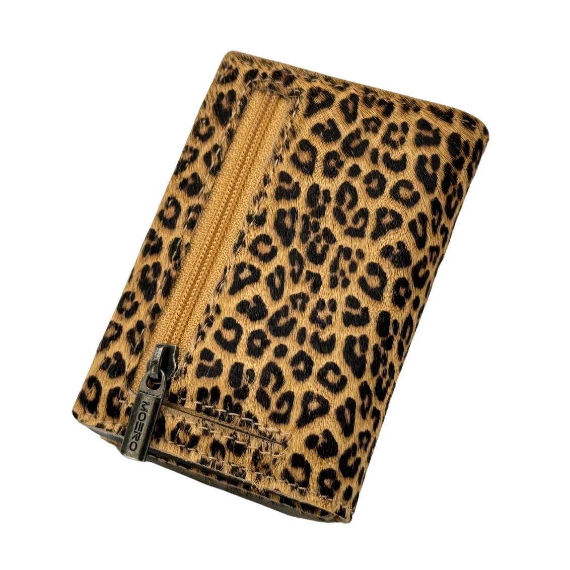 Moero Linea PRO PRO Zip Leopard Portafoglio Black 4.0 in pelle RFID