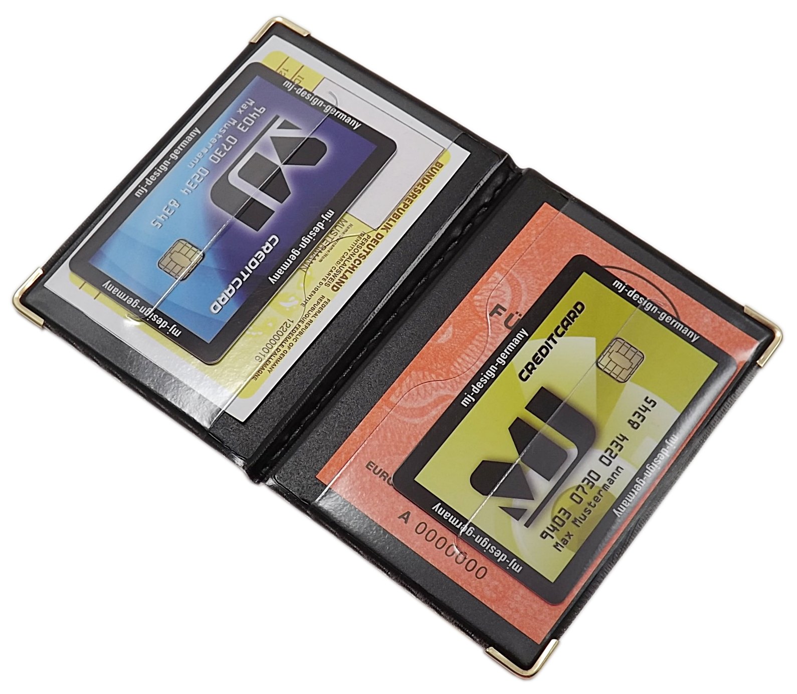 myledershop Karten- und Ausweisetuis porta documenti Design 2 Nero 4 scomparti