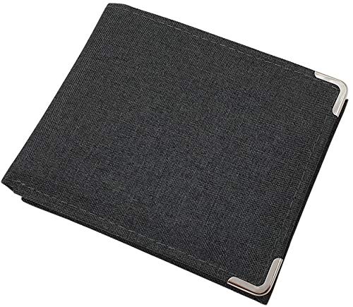 myledershop Herren Geldbörsen portafoglio orizzontale grigio scuro con angoli in metallo