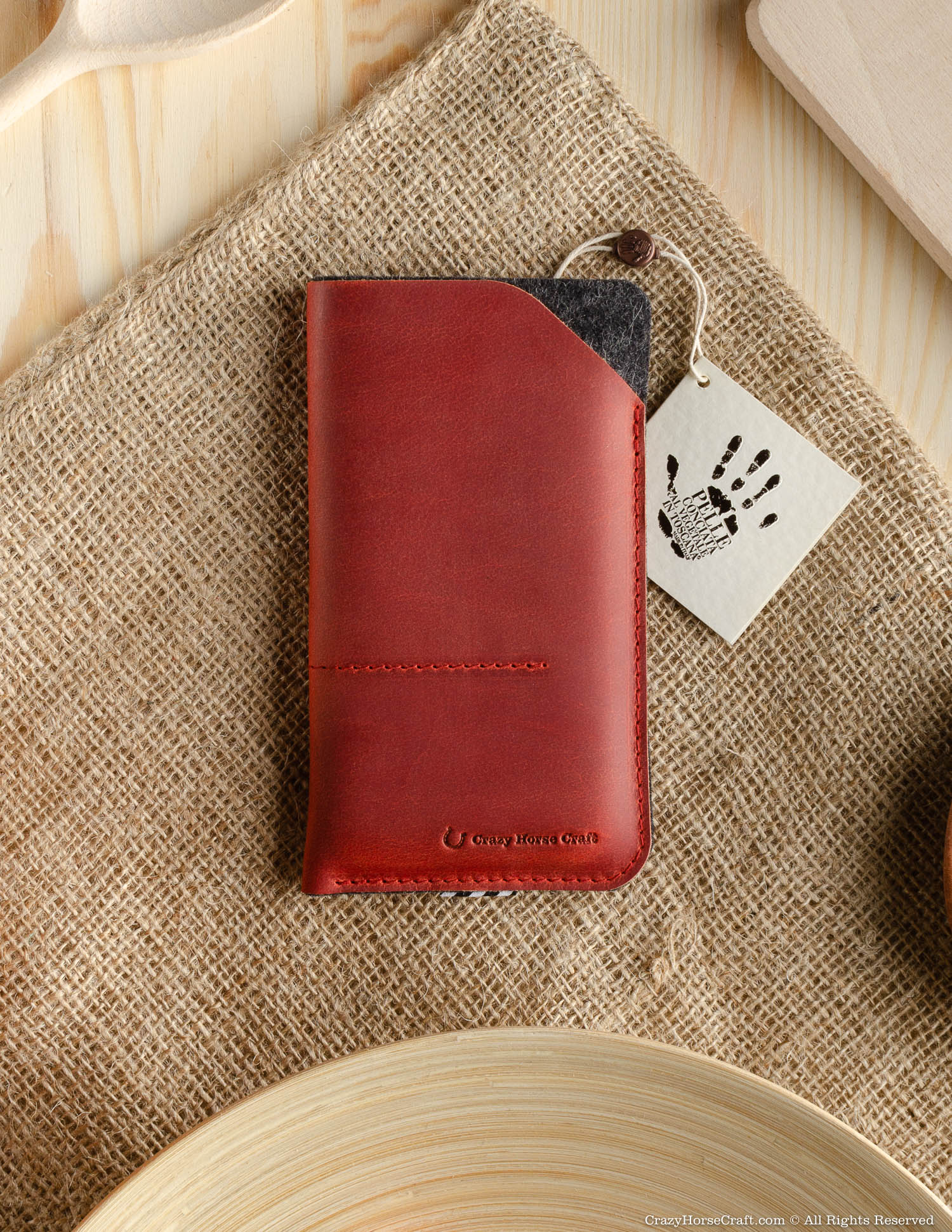 Crazy Horse Craft Phone Cases Leather Phone Case Wallet custodia iPhone Fragola Red