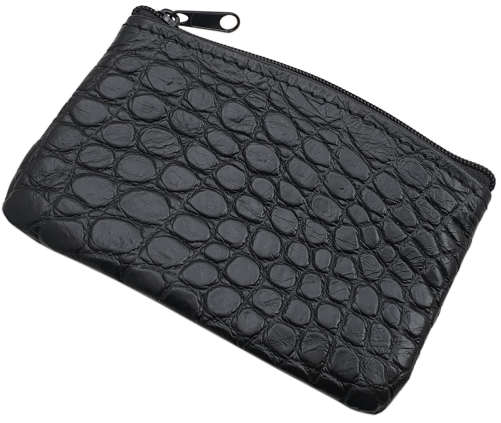 myledershop Schlüsseltaschen Portachiavi in pelle di vitello nera effetto coccodrillo