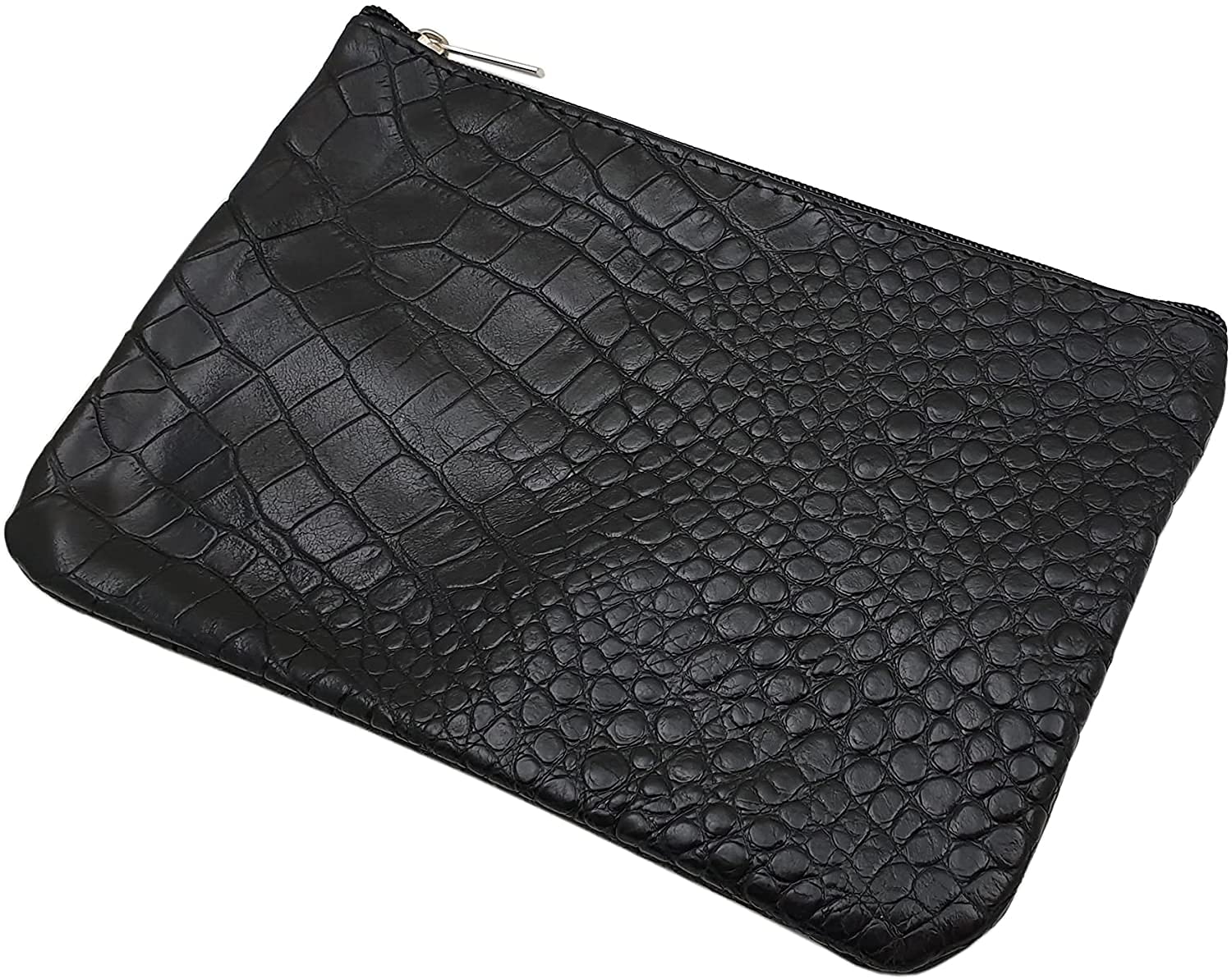 myledershop Schlüsseltaschen Borsa XL in pelle di vitello con chiusura lampo nera
