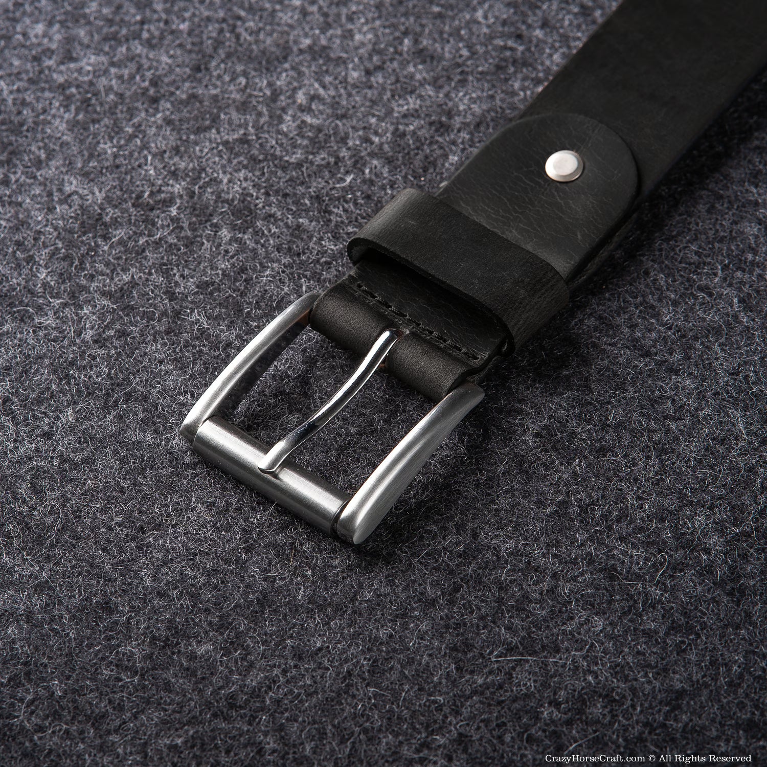 Crazy Horse Craft Belts Vegetable Tanned Leather Belt cintura nera Carbon Black