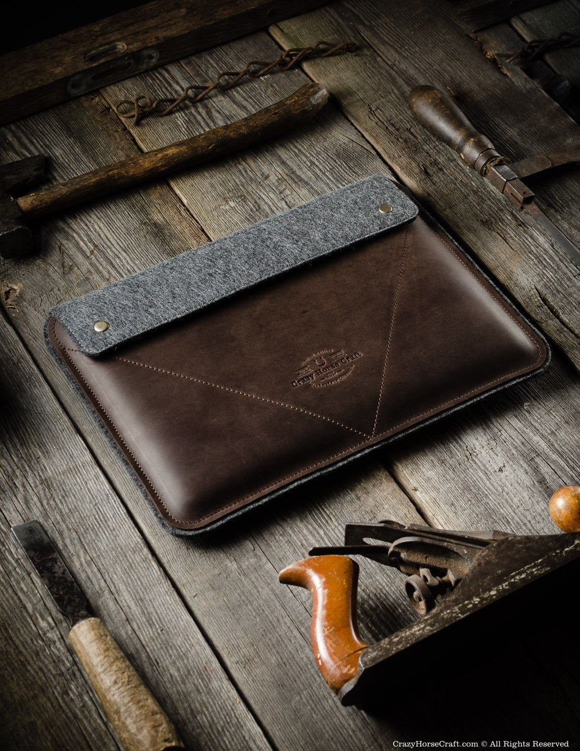 Crazy Horse Craft MacBook Cases Leather MacBook Pro/Air Case custodia MacBook Wood Brown in pelle