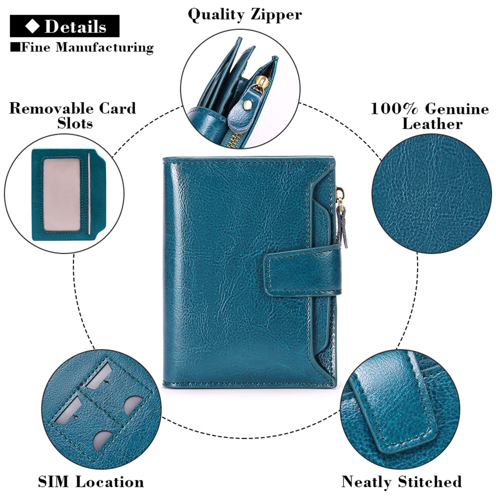 GOIACII SMALL WALLET A01 portafoglio blu pavone piccolo RFID