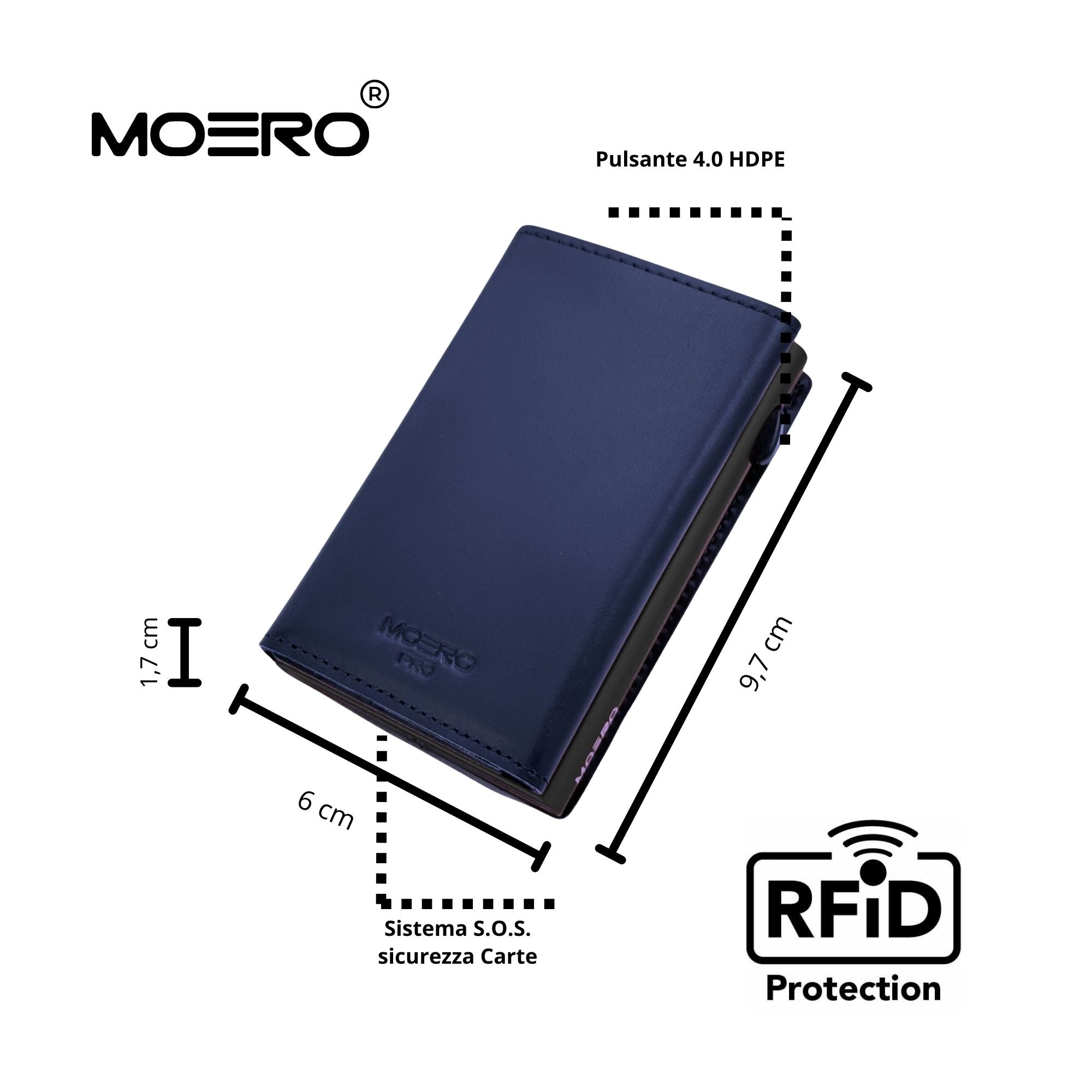 Moero Linea PRO Prestige portafoglio blu 4.0 con RFID