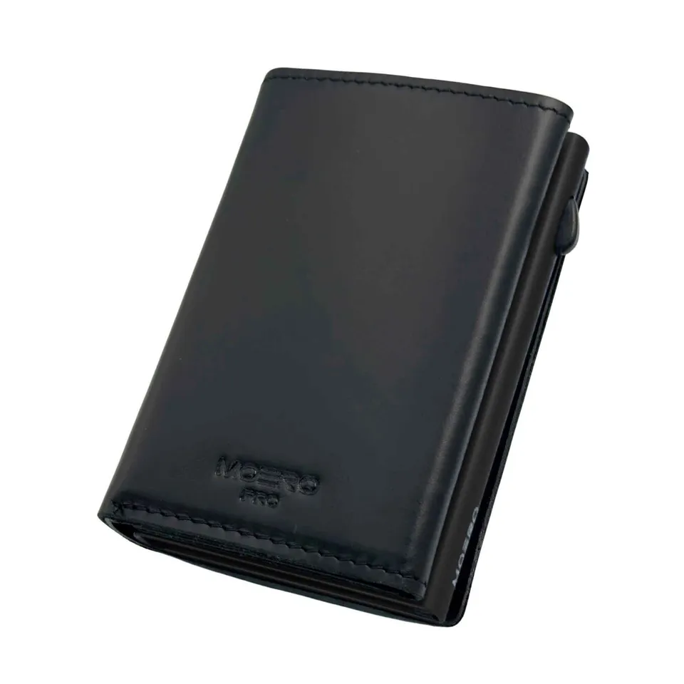 Moero Linea PRO PRO PLUS Zip portafoglio nero in pelle RFID
