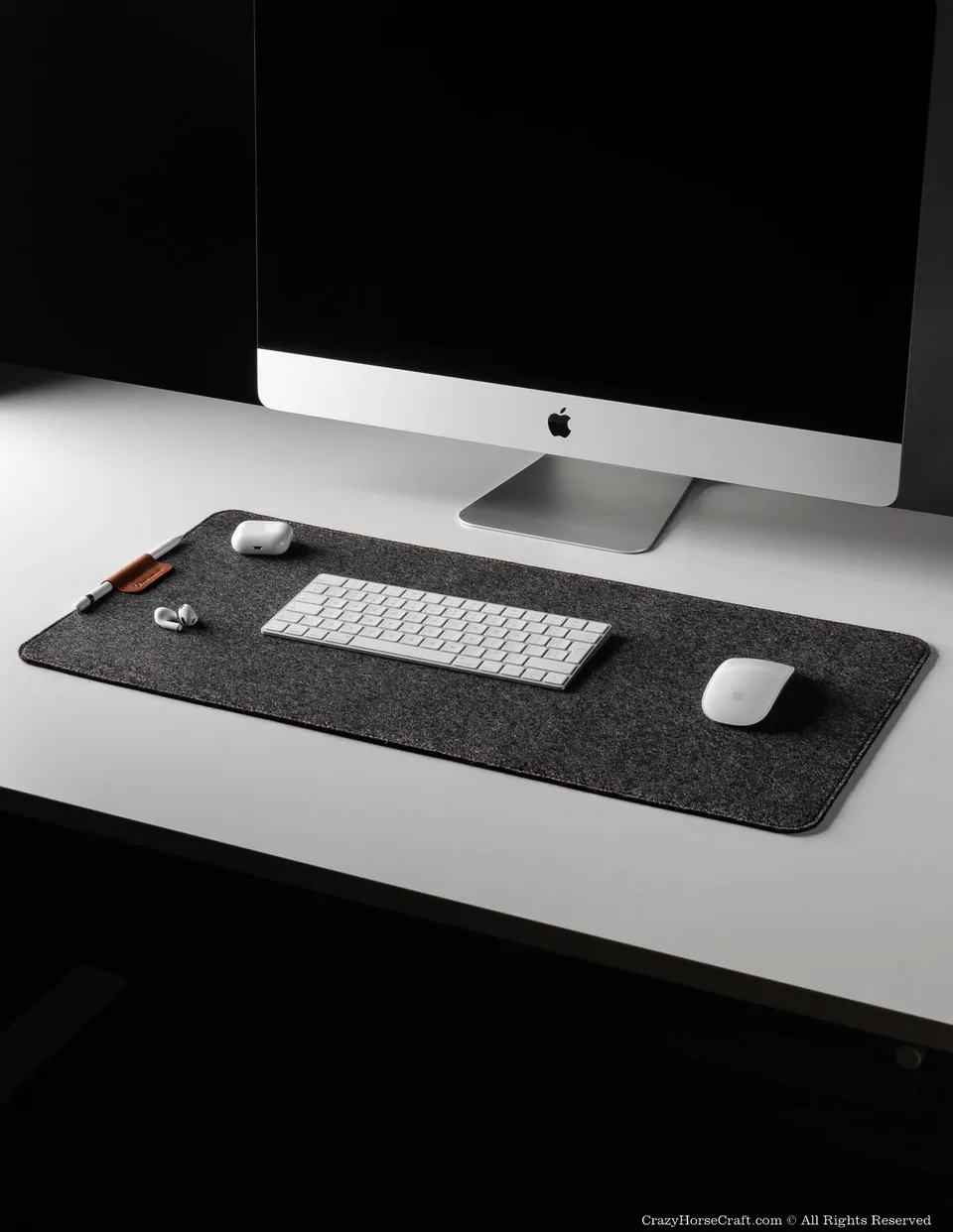 Crazy Horse Craft Desk Accessories 100% Wool Felt Desk Mat tappetino Alpine Green