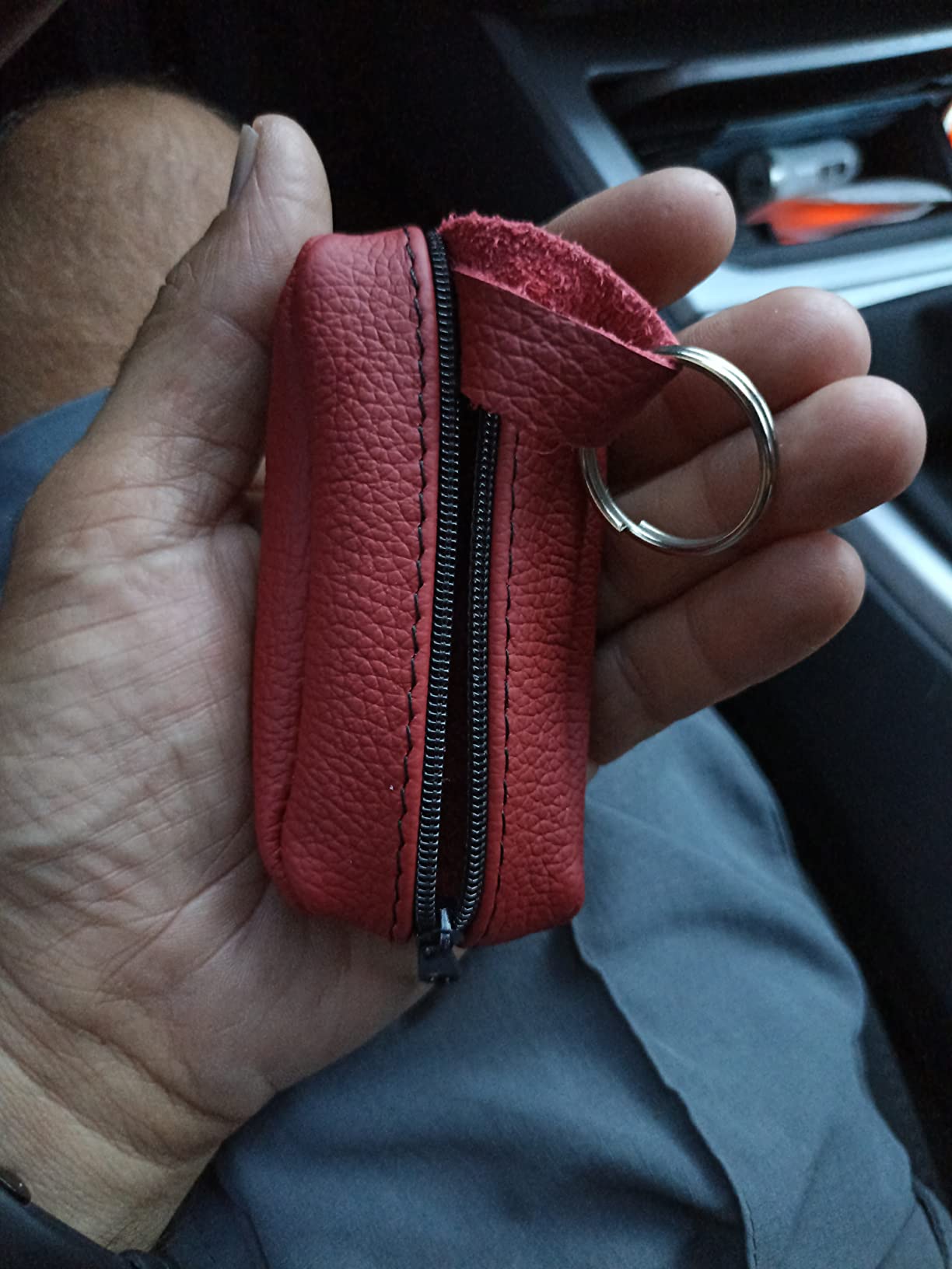 myledershop Schlüsseltaschen portachiavi in pelle nero con cerniera