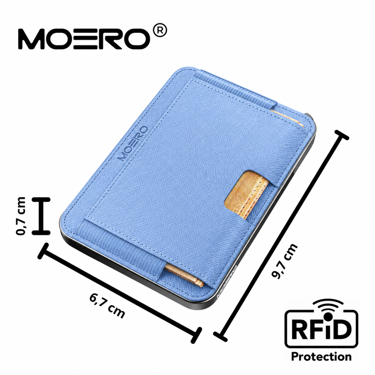 Moero Linea M2 M2 Pro Saffiano Ghiacciaio portafoglio MagSafe RFID