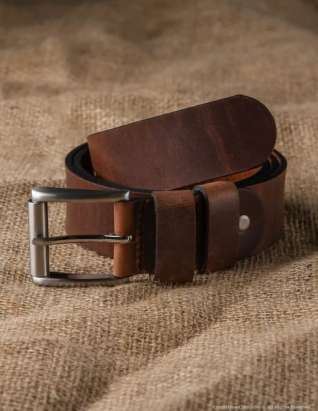 Crazy Horse Craft Belts cintura in pelle marrone classica, taglia XS–XXXL